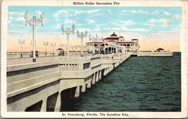 Million Dollar Pier St Petersburg Sunshine City Florida linen Postcard a2 - £17.76 GBP