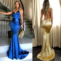 Long Maxi Trumpet Mermaid V-neck Backless Halter Dress - £35.94 GBP