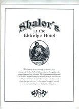 Shalor&#39;s Restaurant at the Eldridge Hotel Menus Lawrence Kansas 1995 - £31.69 GBP