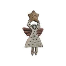 Vintage Silver Floating Angel Brooch with Star Mixed Metals Cute Folk Ar... - $13.00