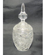 Decorative Clear Glass Lidded Jar Pressed Pattern 6 Inches Tall - $48.00 CAD