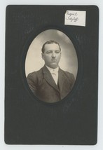 Antique Circa 1900s ID&#39;d Cabinet Card Handsome Man Named August Tetzloff in Suit - £9.53 GBP