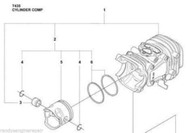 Husqvarna 523084301, 523 08 43-01 Piston &amp; Cylinder kit assy New OEM T43... - $299.99