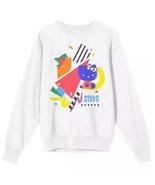 Hello Kitty Sanrio 90s Theme Geometric White Crew Neck Sweatshirt sz S O... - $40.12 CAD