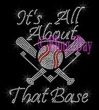 It&#39;s All About That Base - BASEBALL - Iron on Rhinestone Transfer Bling ... - £7.91 GBP