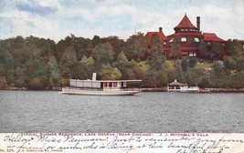 Mitchell Villa Summer Home Steamer Yacht Lake Geneva Wisconsin 1907 postcard - £5.53 GBP