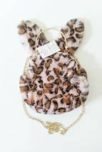 Portable Fluffy Leopard / Cheetah Print Handbag (Kiss Lock w Chains) - £6.81 GBP