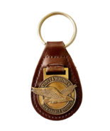 1970-80s Pratt &amp; Whitney Bronze Keychain Fob Leather Dependable Engines C94 - $33.94 CAD