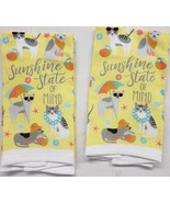 Set of 2 Same Kitchen Towels (15&quot;x25&quot;) SUMMER CATS, SUNSHINE STATE OF MI... - $11.87