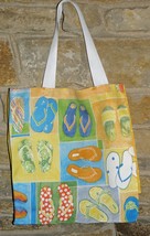 Handmade  Yellow,  Blue, and Geen Flip Flop Tote Bag - £7.84 GBP
