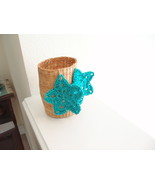 Blue color crocheted star earrings with silver ear wire - $10.00