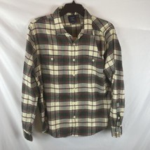 J Crew NY Mens Button Up Shirt Flannel Long Sleeve Red Green Plaid Size XL Slim - £14.91 GBP