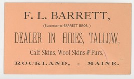 Barrett Rockland Maine antique vintage business trade card hides tallow ... - $14.00