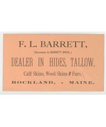 Barrett Rockland Maine antique vintage business trade card hides tallow ... - £10.93 GBP
