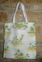 Handmade Green and White Palm Tree Islands Tote Bag - £7.98 GBP