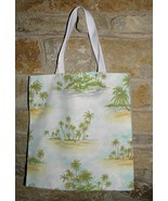 Handmade Green and White Palm Tree Islands Tote Bag - $10.00