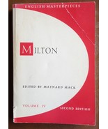 English Masterpieces Volume IV: MILTON Second Edition 1961 Ed by Maynard... - £5.52 GBP