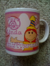 &quot;Pero mas Linda Feliz Cumpleanos&quot; Happy Birthday in Spanish pink girl/woman mug - £1.80 GBP