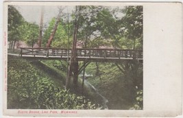 Milwaukee Wisconsin WI Postcard Vintage UDB Rustic Bridge Lake Park - £2.23 GBP