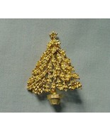 Vintage Textured Leaves Gold Balls Christmas Xmas Tree in Flower Pot Pin... - £10.38 GBP