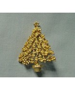 Vintage Textured Leaves Gold Balls Christmas Xmas Tree in Flower Pot Pin... - $12.99