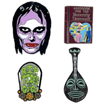 Horror Goth Tiki 4 Enamel Pin Bundle Beetlejuice Ghoul RIP Tides Surf Va... - £26.08 GBP