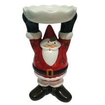 Santa Claus Candle Pillar Tea Light Holder 10 in tall Stars Christmas Holiday - £11.81 GBP