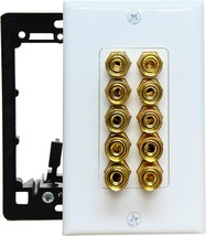 5 Speaker Wall Plate, Home Theater Wall Plate, Gold Plated Binding Posts, - $33.97