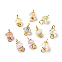 Glass Charms Mixed Lot Dangle Findings Jewelry 14mm Assorted Set Gold 10pcs - £6.25 GBP
