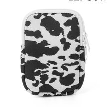 Zippered Pouch for Tumbler Black White Cow Print - $19.80