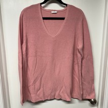 J Jill Womens Pullover V Neck Sweater Pink Knit Size Medium Split Hem Wrist - £22.08 GBP