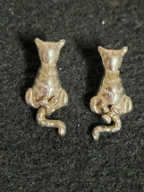 Ladies Pierced Earrings Cat &quot;Silver Tone&quot; Cute Collectible - £7.96 GBP