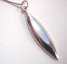 Long and Sleek Blue Mother of Pearl 925 Sterling Silver Pendant - £9.85 GBP