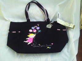 DISNEY/LE SPORTSAC/SMALL WORLD SHARE YOUR SMILE/BLACK/TOTE/BAG/PURSE/WIT... - £157.29 GBP