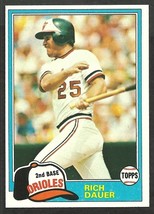 Baltimore Orioles Rich Dauer 1981 Topps Baseball Card # 314 nm     - £0.39 GBP