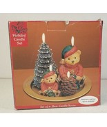 Vintage HOLIDAY CANDLE SET (Set of 4 - BEAR CANDLE SCENE) w/ Metal Tray ... - $15.54