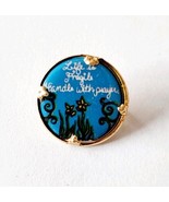 Vintage Life Is Fragile Handle With Prayer Pin Hong Kong NOS 1&quot; Religiou... - $183.89 MXN