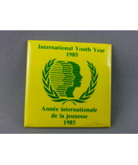 Vintage Political Pin - International Youth Year 1985 - Paper Pin - £11.79 GBP