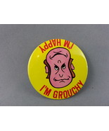 Vintage Comedy Pin - I&#39;m Happy I&#39;m Grouchy Double Face - Celluloid Pin - £11.72 GBP