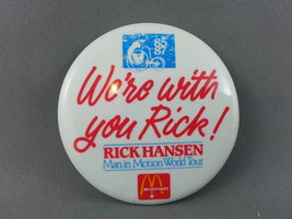 Vintage Rick Hansen Man in Motion Pin - Mc Donalds Promo Piece  - £11.72 GBP