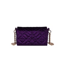 Brand Velvet Rhombus Design Chain Handbags and Purses for Women Shoulder Bags Fl - £46.38 GBP