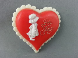 1980s Fashion Pin - Love is Sharing Heart Shped - Plastic Pin  - $15.00