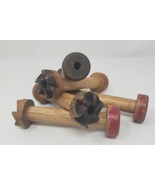 Vintage Wood Textile Spool Bobbins Set of 5 Bobbins 3 Red 2 Brown Spools... - £31.97 GBP