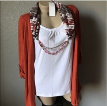 NWT Notations orange beaded top small - $10.89