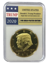 24K Gold-Plated Donald J. Trump 2020 President Eagle Seal W/Display Case - $24.77