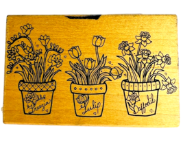 Vintage Great Impressions Rubber Stamp Freezia Tulip Daffodil Flowers G167 Pots - £11.94 GBP