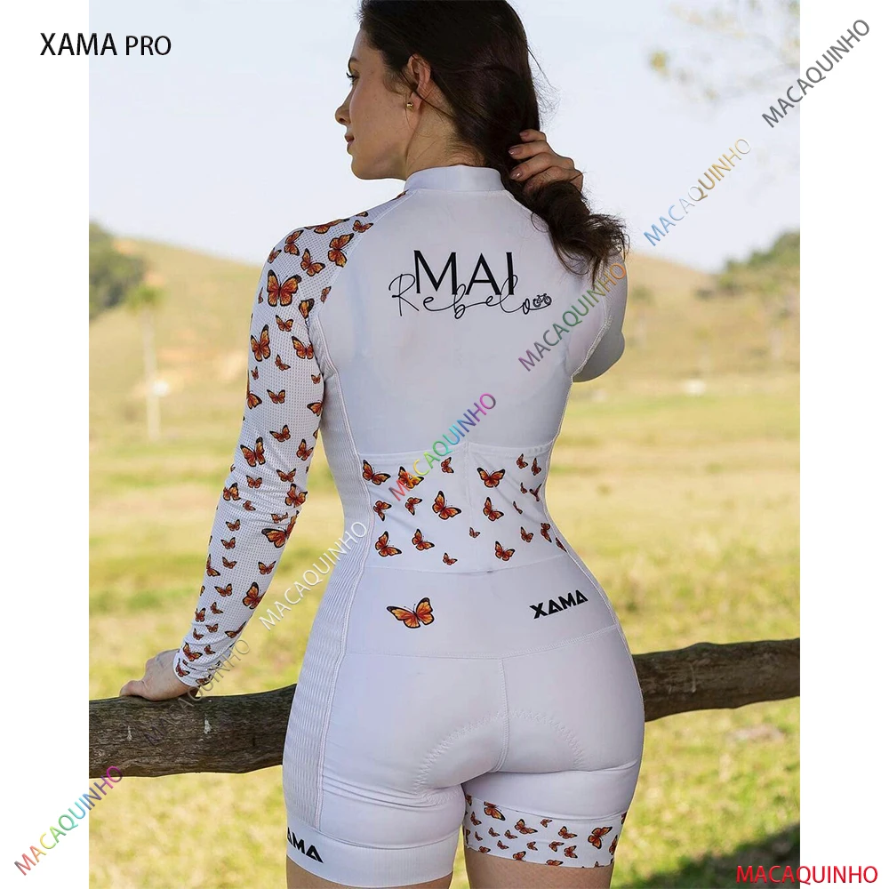 Sporting Xama Pro Women&#39;s Cycling Jumpsuit White Summer Long Overalls Full Bike  - £62.34 GBP