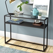 Nellie 42&quot; Wide Rectangular Console Table In Blackened Bronze With Metal Mesh - £95.85 GBP