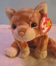 TY Beanie Babies Baby plush ORANGE TABBY CAT KITTEN &quot;AMBER &quot; W/TAG - £9.33 GBP