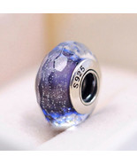 Deep Purple Shimmer Fascinating Faceted Murano Glass Charm Bead For Brac... - $13.70 CAD